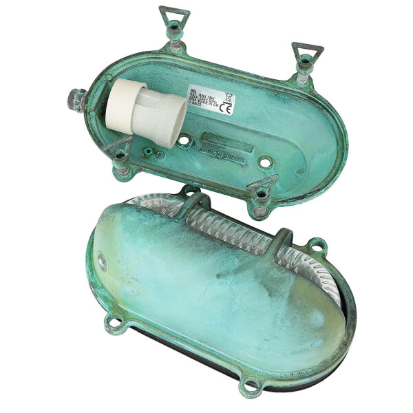 Lampe dextérieur Mur Maritim Vert Laiton Verre IP64