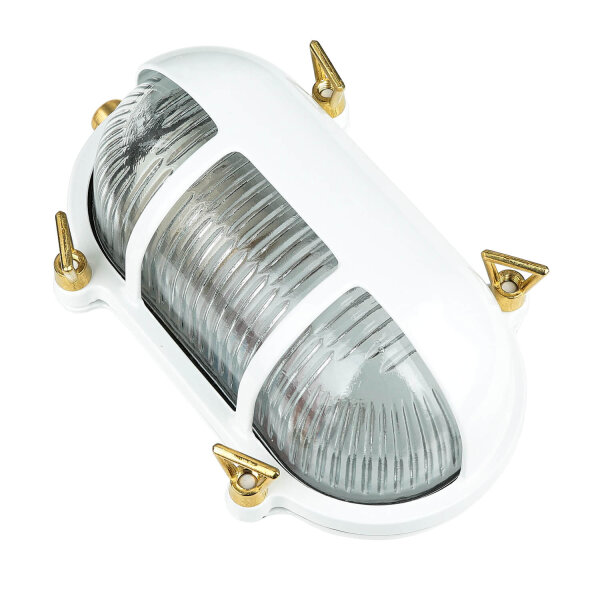 Lampe dextérieur murale IP64 laiton verre cannelé Maritim E27