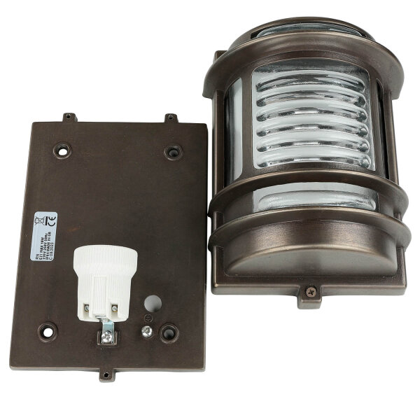 Lampe dextérieur noir antique IP64 laiton verre H : 22 cm