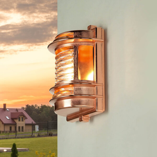 Lampe dextérieur murale E27 IP64 laiton verre en cuivre