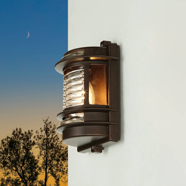 Lampe dextérieur murale IP64 laiton verre E27 H : 22 cm GRACIA