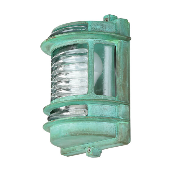 Lampe dextérieur mur IP64 laiton verre vert antique E27