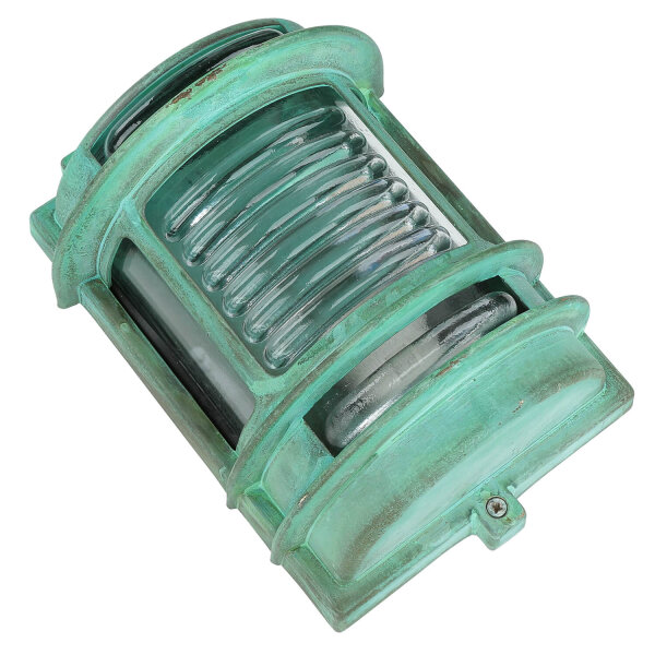 Lampe dextérieur mur IP64 laiton verre vert antique E27