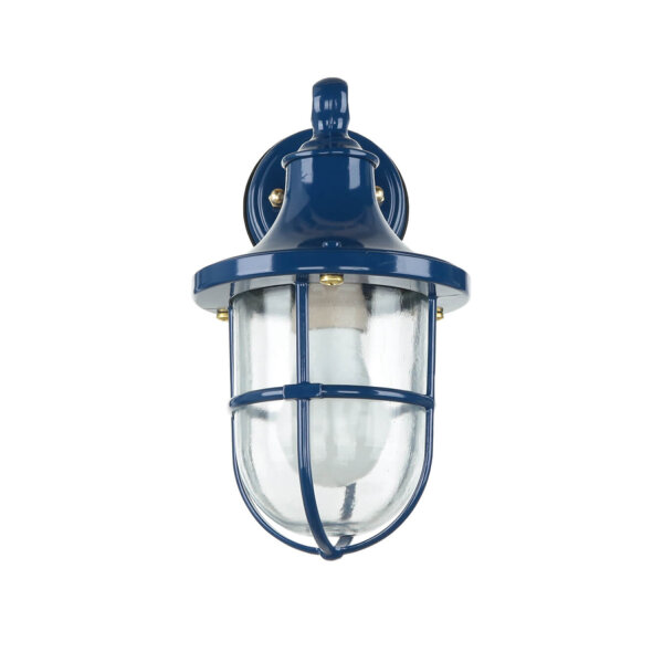 Lampe dextérieur murale IP64 E27 verre laiton bleu marine