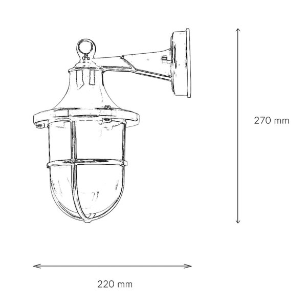 Lampe dextérieur murale IP64 E27 verre laiton bleu marine