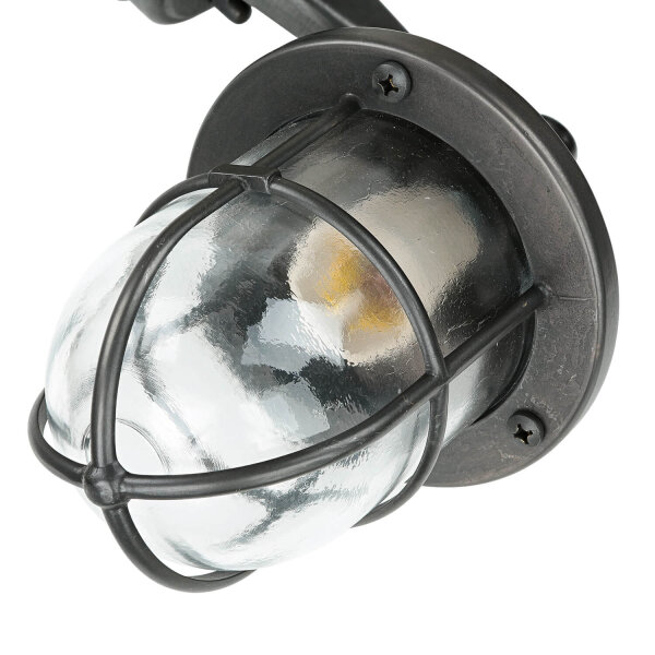 Lampe dextérieur maritime noir antique IP64 E27 verre cannelé laiton