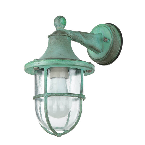 Lampe dextérieur mur IP64 vert antique verre laiton véritable E27