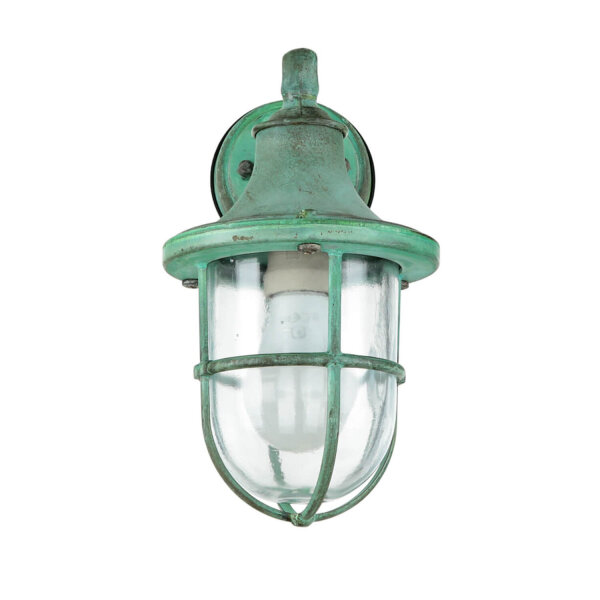 Lampe dextérieur mur IP64 vert antique verre laiton véritable E27