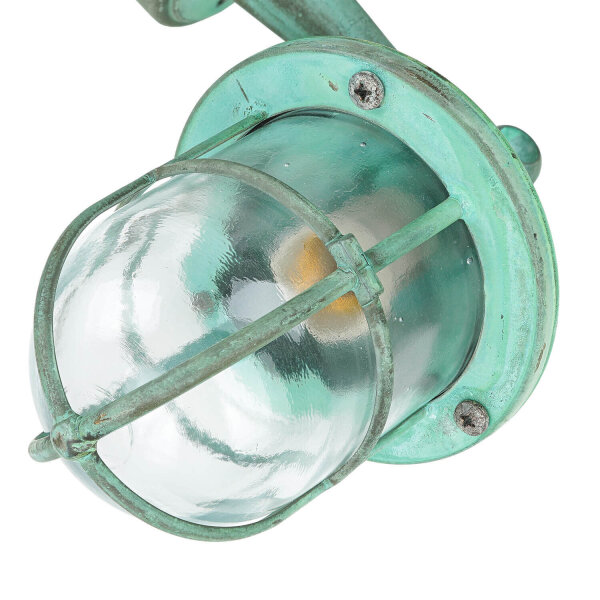 Lampe dextérieur mur IP64 vert antique verre laiton véritable E27