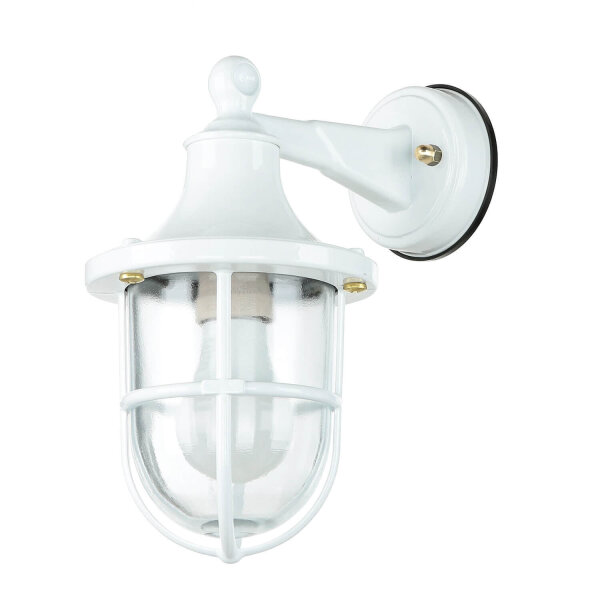 Applique extérieure Blanc IP64 Verre Laiton véritable E27