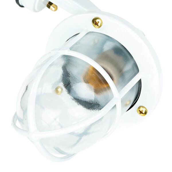 Applique extérieure Blanc IP64 Verre Laiton véritable E27