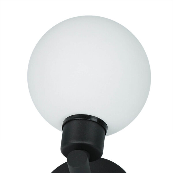 Lampe de salle de bain murale IP44 Noir Blanc G9 Interrupteur à tirette Abat-jour sphérique