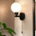 Lampe de salle de bain murale IP44 Noir Blanc G9 Interrupteur à tirette Abat-jour sphérique