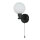 Lampe de salle de bain murale IP44 Noir Blanc G9 Interrupteur à tirette Abat-jour sphérique