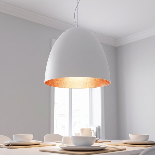 Suspension Ø 75 cm grand en blanc cuivre mat 7x E27