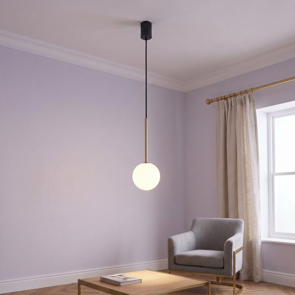 Suspension Boule Abat-jour Ø 16 cm en noir blanc or G9