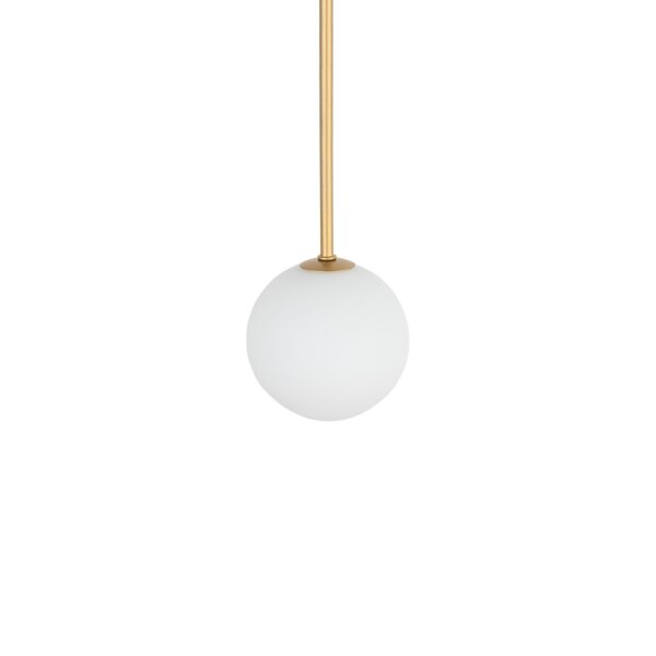 Lampe boule suspendue G9 Ø 16 cm en or mat blanc verre métal