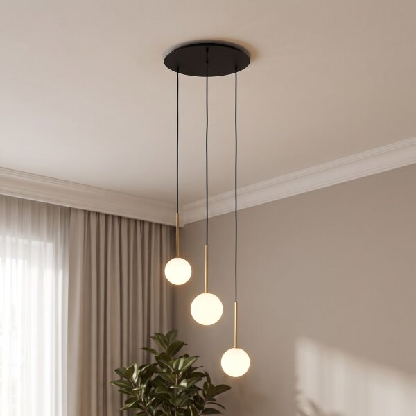Lampe à suspendre en noir blanc or mat 3-flamme G9 verre