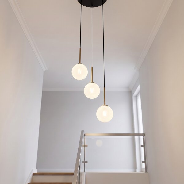 Lampe à suspendre en noir blanc or mat 3-flamme G9 verre