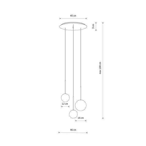 Lampe à suspendre en noir blanc or mat 3-flamme G9 verre