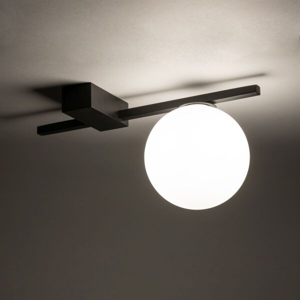 Plafonnier G9 Noir Blanc Verre Aluminium Moderne