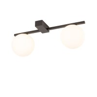 Plafonnier &agrave; 2 flammes G9 48 cm de long Noir Blanc...