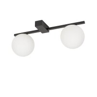 Plafonnier à 2 flammes G9 48 cm de long Noir Blanc...
