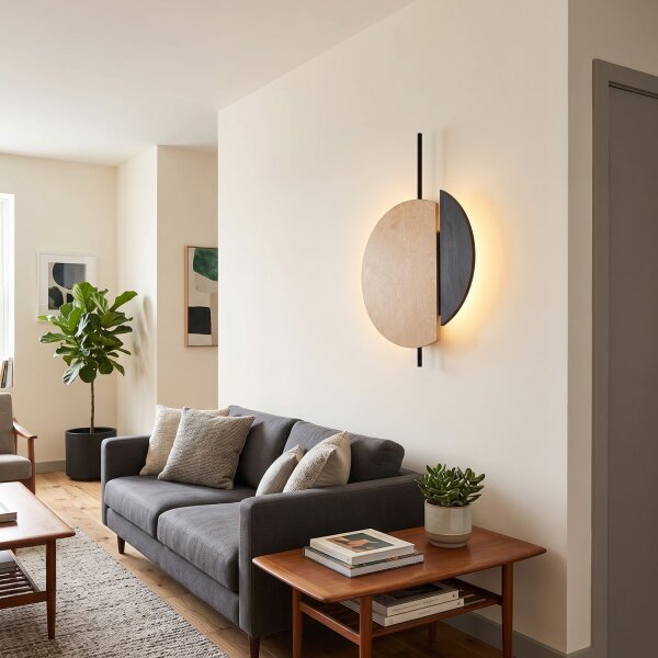 Applique grande H : 80 cm bois métal plat indirect 2x GX53