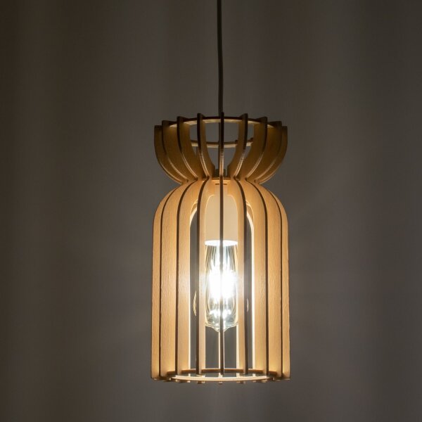 Lampe à suspendre en bois Abat-jour E27 Ø 16 cm Blanc Naturel LOZORNO