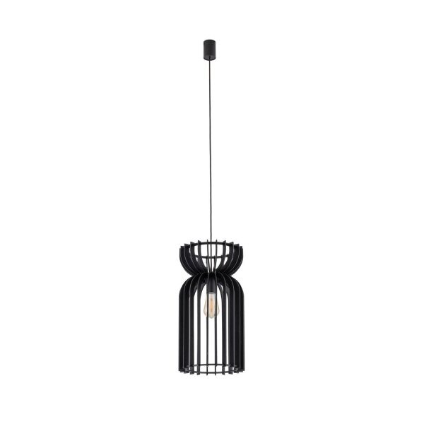 Lampe à suspendre noire E27 bois réglable en hauteur confortable