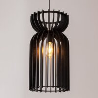 Lampe à suspendre noire E27 bois réglable...