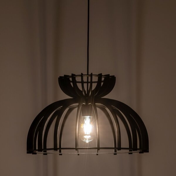 Lampe à suspendre noire bois métal Ø 48 cm E27 réglable