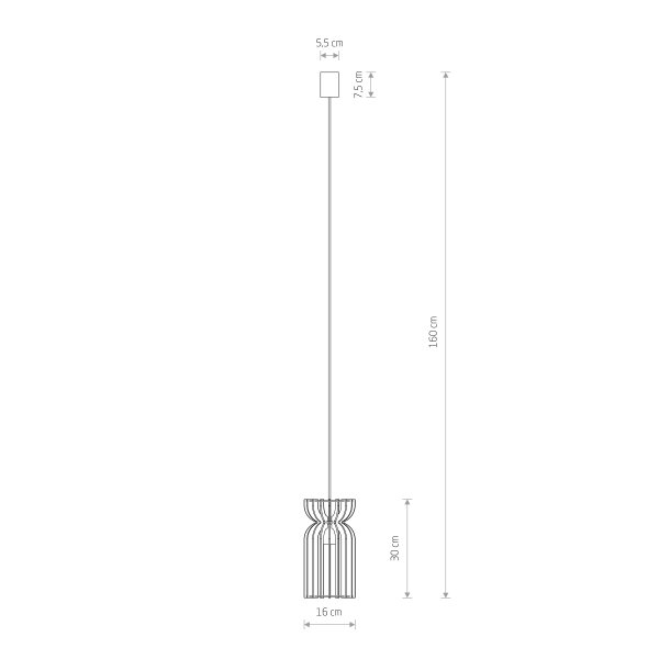 Suspension en bois Ø 16 cm Noir E27 réglable