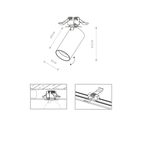 Spot encastré plafond blanc GU10 ajustable Ø 5,5 cm