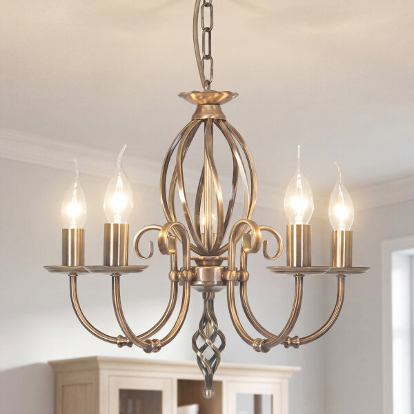 Lustre de salon laiton antique rustique