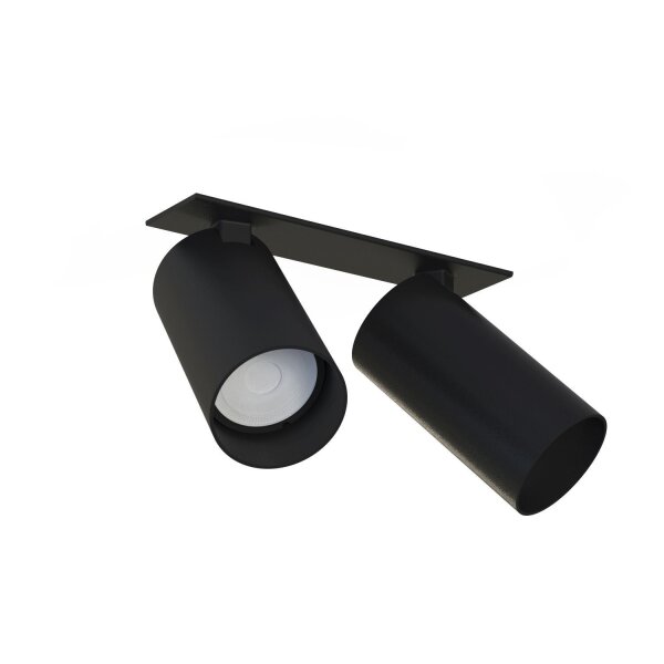 Spot de plafond 2 flammes GU10 noir métal encastré