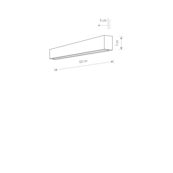 Applique murale indirecte 62 cm de long Up Down 3000 K T8 LED noir