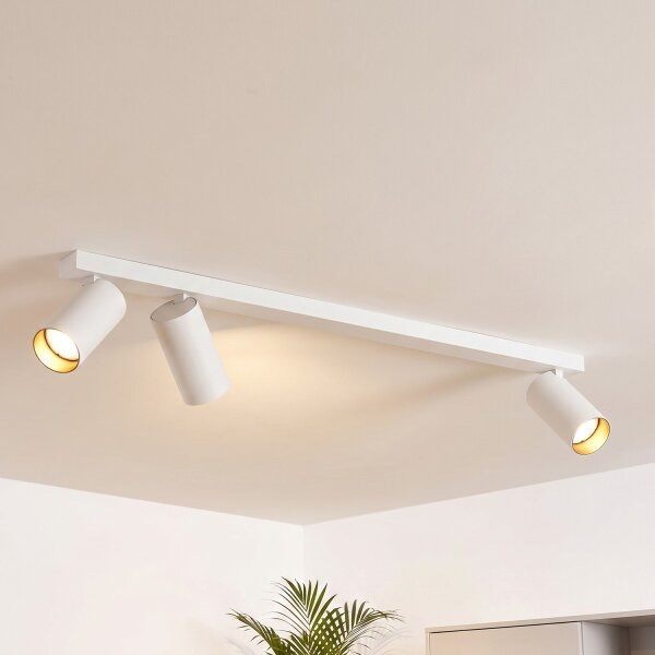 Spot de plafond allongé 70 cm à 3 flammes GU10 en blanc doré