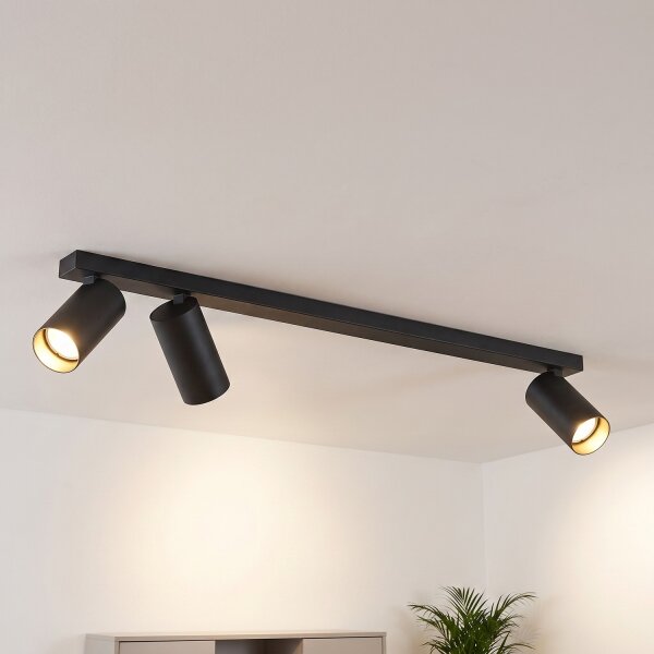 Spot de plafond à 3 flammes GU10 en noir doré 70 cm de long