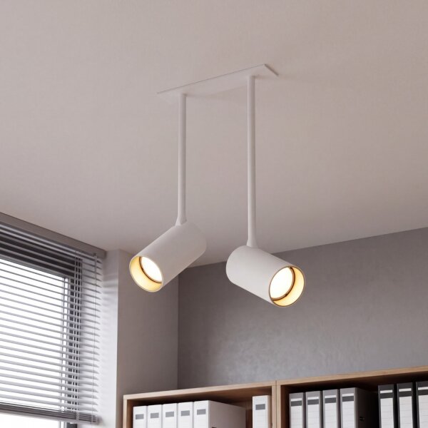 Spot de plafond orientable encastré L : 17 cm 2x GU10 blanc or