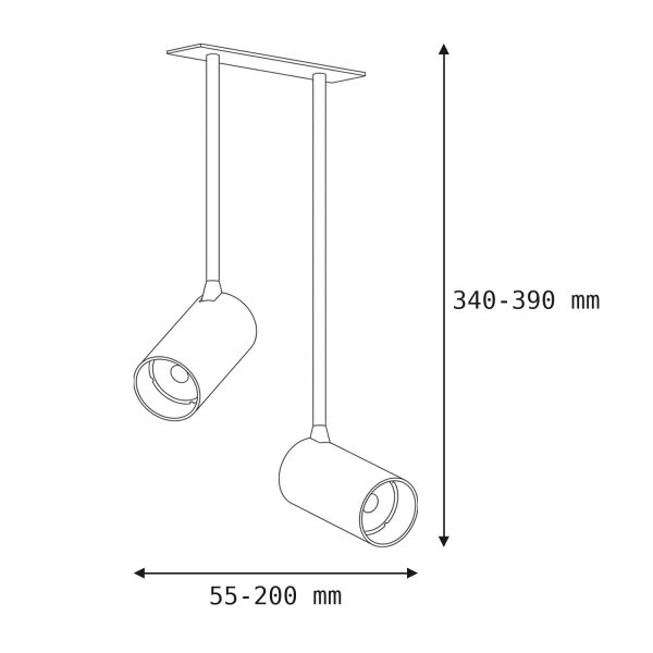 Spot de plafond orientable encastré L : 17 cm 2x GU10 blanc or