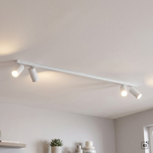 Spot de plafond blanc 4 flammes GU10 orientable 118 cm de long