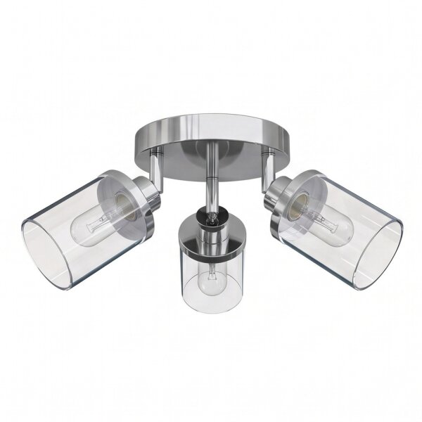 Spot de plafond salle de bain IP44 3-flamme G9 chrome clair verre