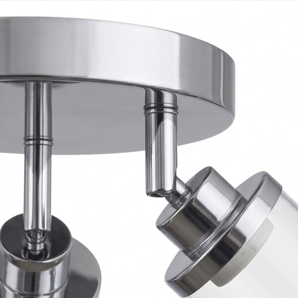 Spot de plafond salle de bain IP44 3-flamme G9 chrome clair verre