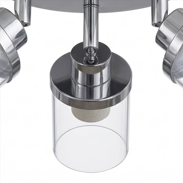 Spot de plafond salle de bain IP44 3-flamme G9 chrome clair verre