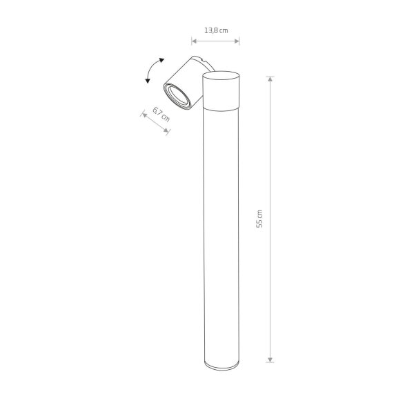Lampe dallée IP54 noire GU10 55 cm verre aluminium orientable