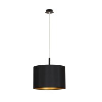 Suspension E27 en noir or Abat-jour en tissu &Oslash; 45 cm