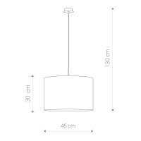 Suspension E27 en noir or Abat-jour en tissu Ø 45 cm