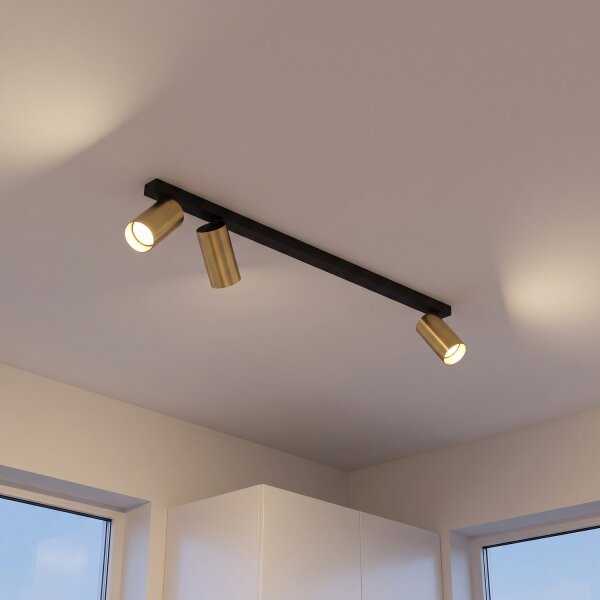 Spot de plafond à 3 flammes en laiton noir GU10 70 cm