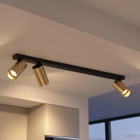 Spot de plafond &agrave; 3 flammes en laiton noir GU10 70 cm